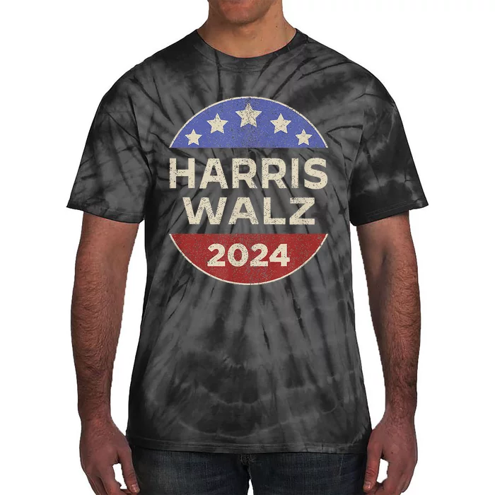 Harris Walz 2024 Kamala Harris Tim Waltz Vintage Button Tie-Dye T-Shirt