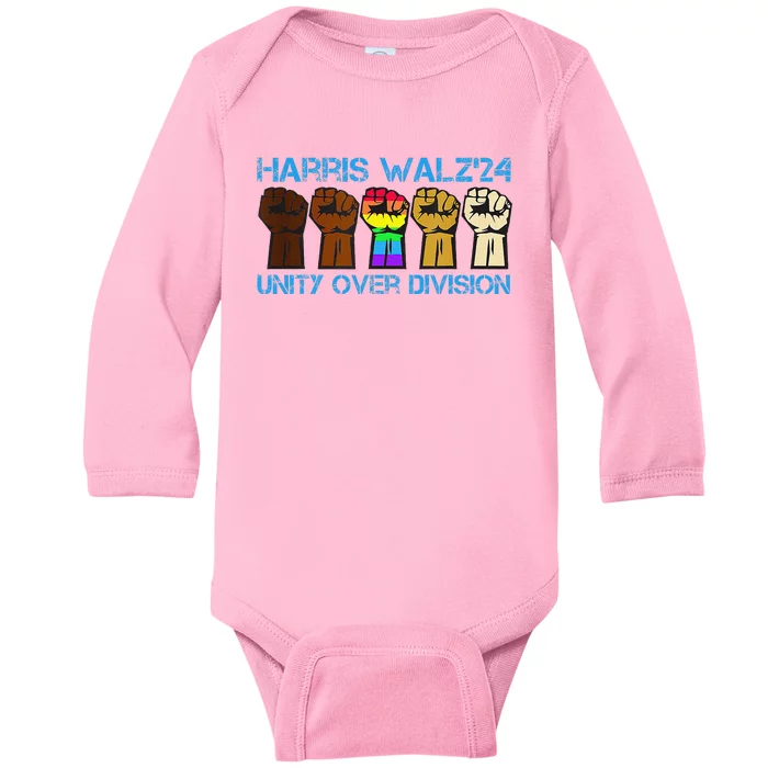 Harris Waltz 2024 Election Harris Waltz Unity Over Division Baby Long Sleeve Bodysuit