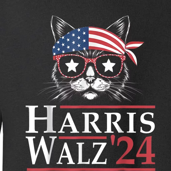 Harris Walz 2024 Funny Cat Election Kamala Harris Tim Waltz Toddler Sweatshirt