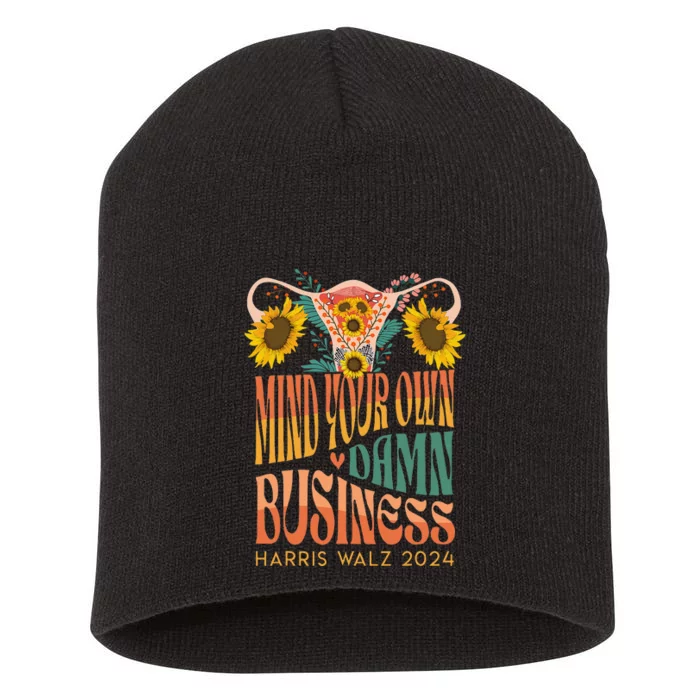 Harris Waltz 2024 Mind Your Own Damn Business Uterus Floral Gift Short Acrylic Beanie