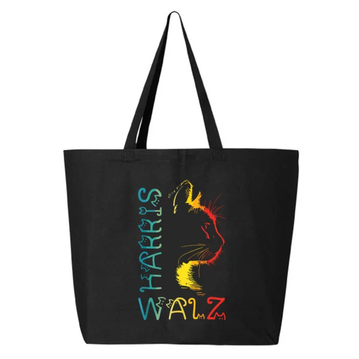 Harris Waltz 2024 Kamala Walz Cat Lettering Positive Funny 25L Jumbo Tote