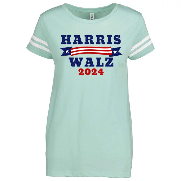 Harris Walz 2024 American Flag Kamal Harris Tim Waltz 2024 Enza Ladies Jersey Football T-Shirt