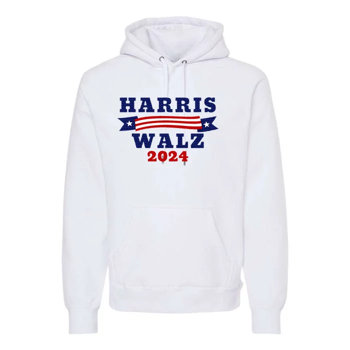 Harris Walz 2024 American Flag Kamal Harris Tim Waltz 2024 Premium Hoodie