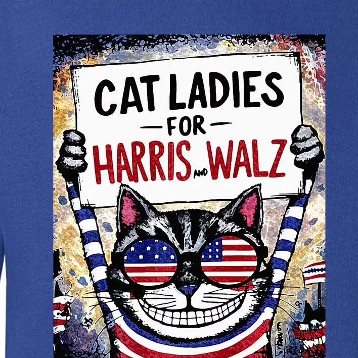 Harris Waltz 2024 Cat Ladies For Harris And Walz 2024 Premium Toddler Sweatshirt