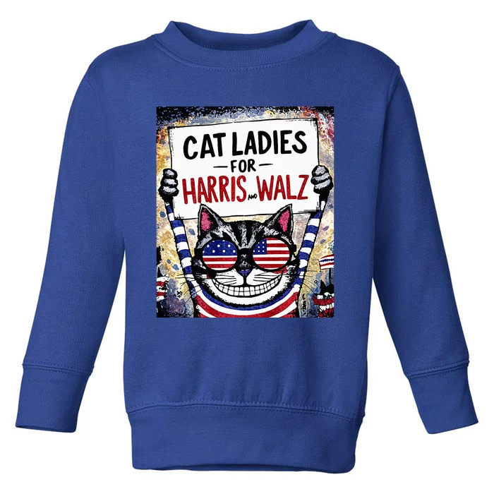 Harris Waltz 2024 Cat Ladies For Harris And Walz 2024 Premium Toddler Sweatshirt