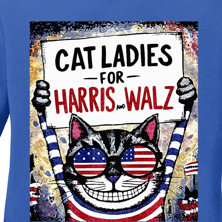 Harris Waltz 2024 Cat Ladies For Harris And Walz 2024 Premium Ladies Long Sleeve Shirt