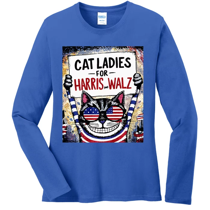 Harris Waltz 2024 Cat Ladies For Harris And Walz 2024 Premium Ladies Long Sleeve Shirt