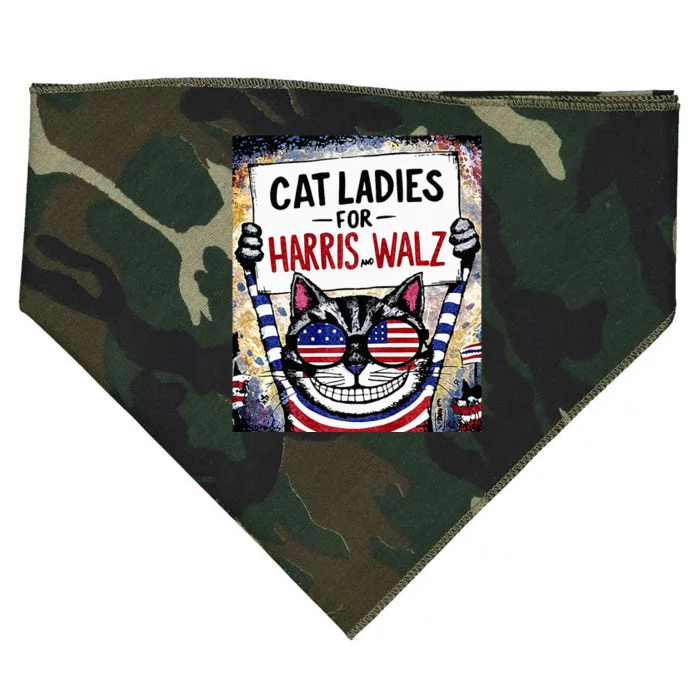 Harris Waltz 2024 Cat Ladies For Harris And Walz 2024 Premium USA-Made Doggie Bandana