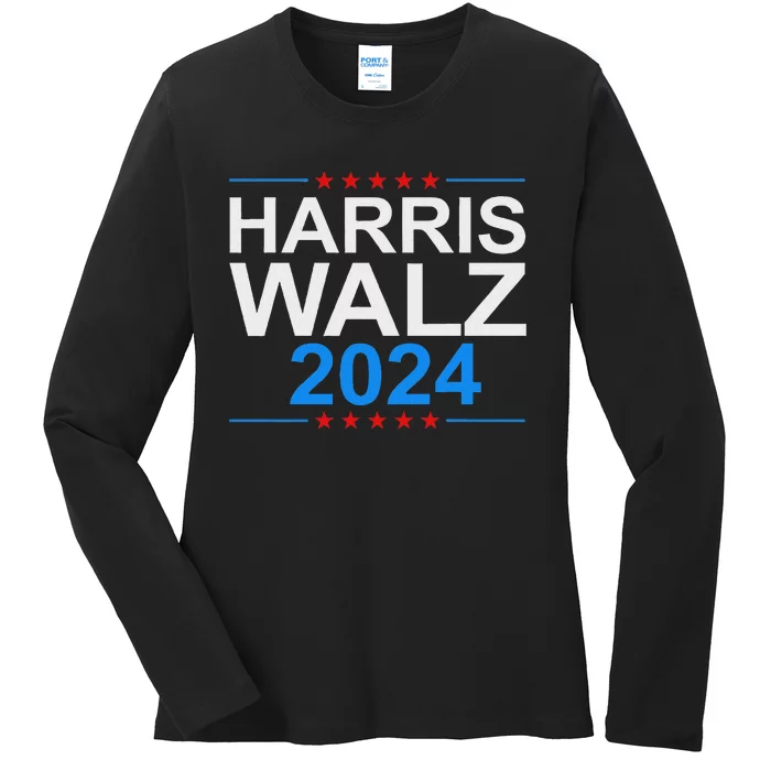 Harris Walz 2024 Election Campaign Kamala Harris Tim Walz Ladies Long Sleeve Shirt