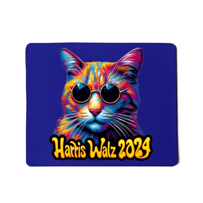 Harris Walz 2024 Funny Cat Election Kamala Harris Tim Waltz Mousepad