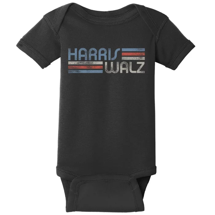 Harris Walz 2024 Retro Faded Stripes Harris Waltz 2024 Baby Bodysuit