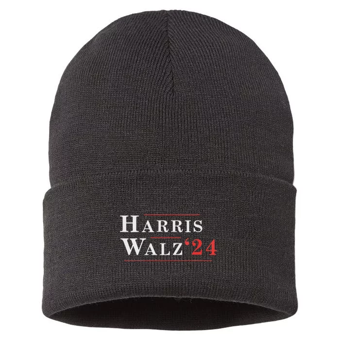 Harris Walz 2024 For President Vp Usa Election Waltz Sustainable Knit Beanie