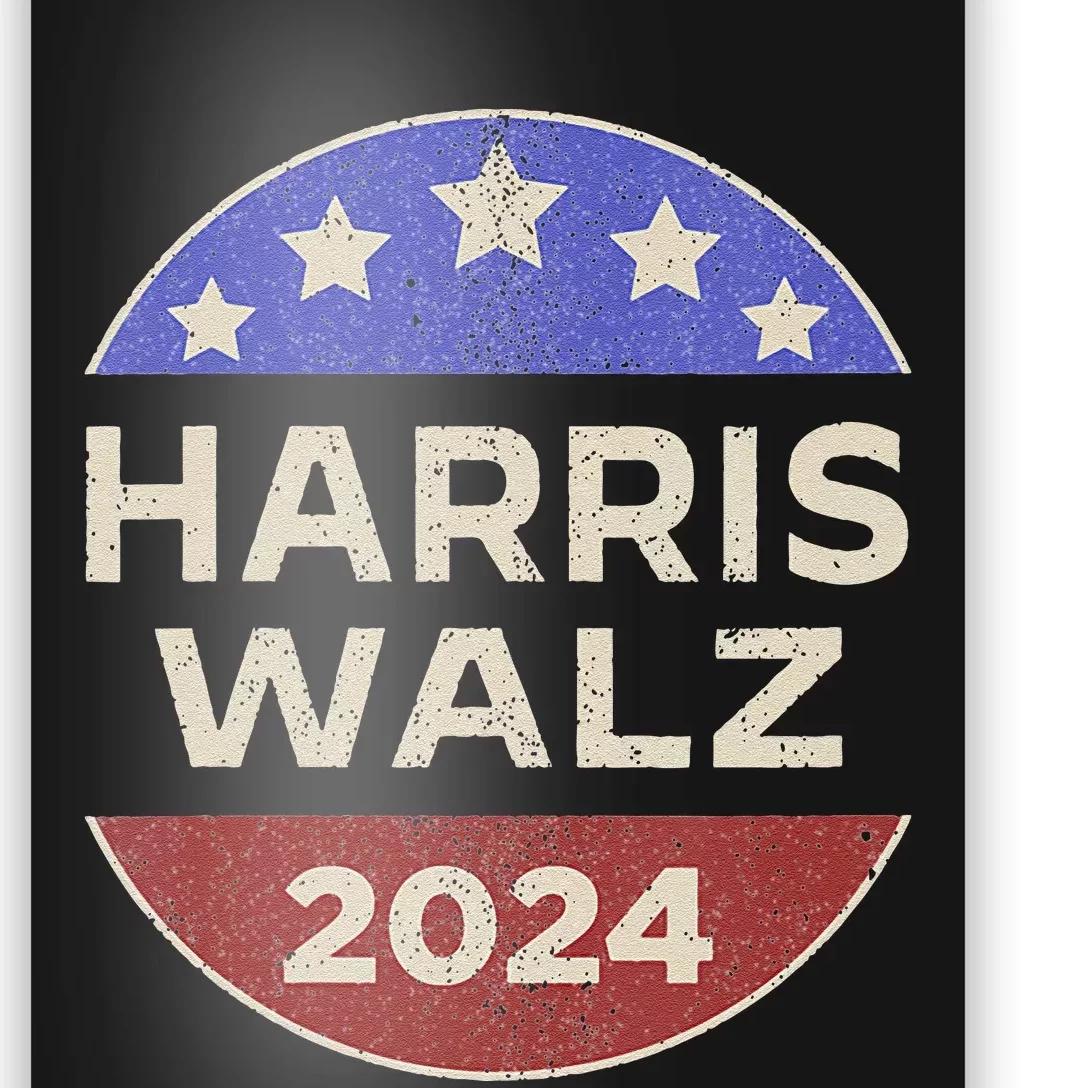 Harris Walz 2024 Retro Button Election For Democrats Waltz Poster