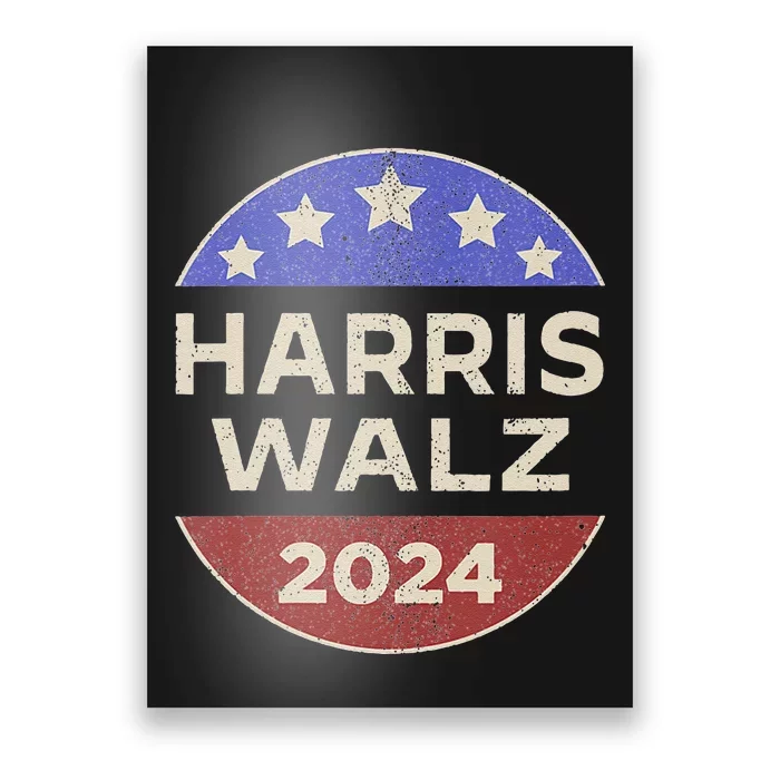 Harris Walz 2024 Retro Button Election For Democrats Waltz Poster