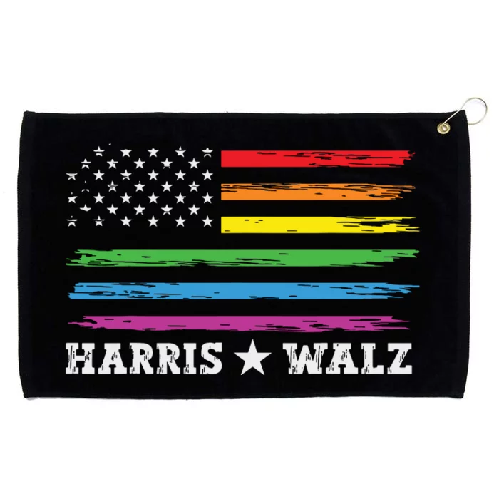 Harris Waltz 2024 Election Kamala Harris Tim Waltz Usa Flag Grommeted Golf Towel