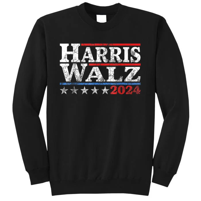 Harris Waltz 2024 Retro Stripe Kamala Harris Tim Waltz24 Tall Sweatshirt