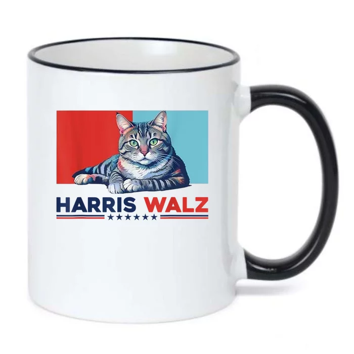 Harris Walz 2024 Funny Cat Election Kamala Harris Black Color Changing Mug