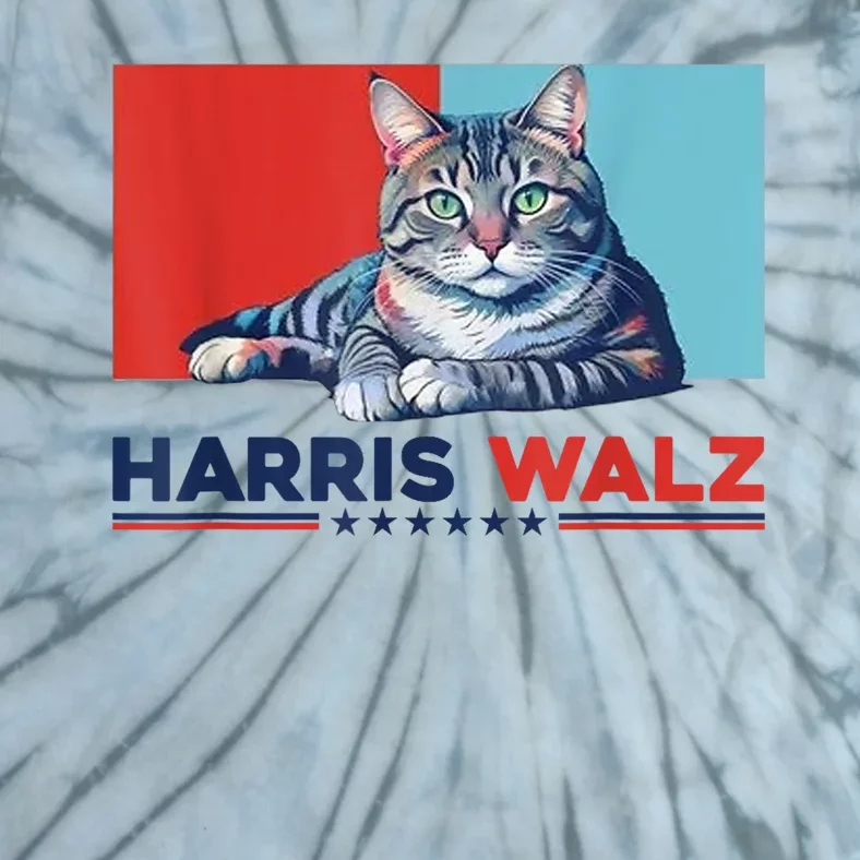 Harris Walz 2024 Funny Cat Election Kamala Harris Tie-Dye T-Shirt