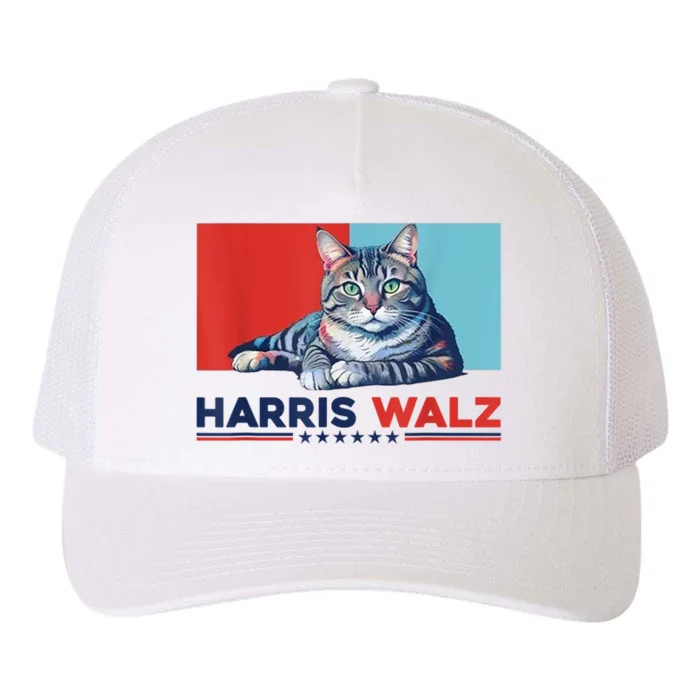 Harris Walz 2024 Funny Cat Election Kamala Harris Yupoong Adult 5-Panel Trucker Hat