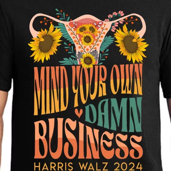 Harris Waltz 2024 Mind Your Own Damn Business Uterus Floral Pajama Set