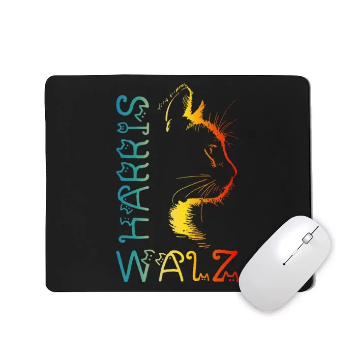 Harris Waltz 2024 Kamala Walz Cat Lettering Positive Funny Mousepad