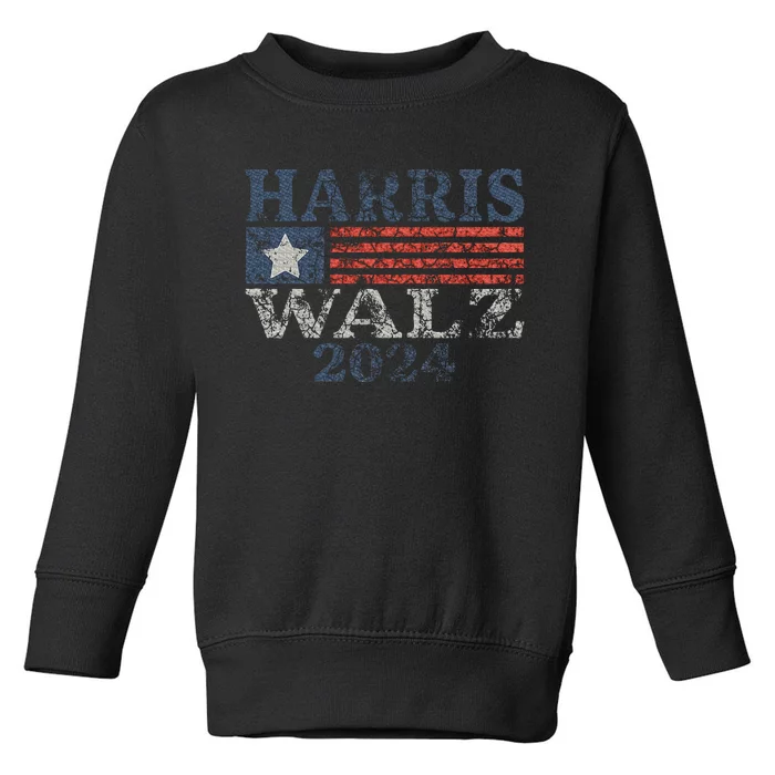 Harris Walz 2024 Election Kamala Harris Tim Waltz 2024 Toddler Sweatshirt