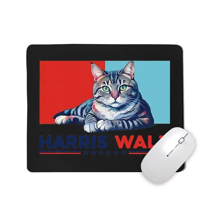 Harris Walz 2024 Funny Cat Election Kamala Harris Gift Mousepad