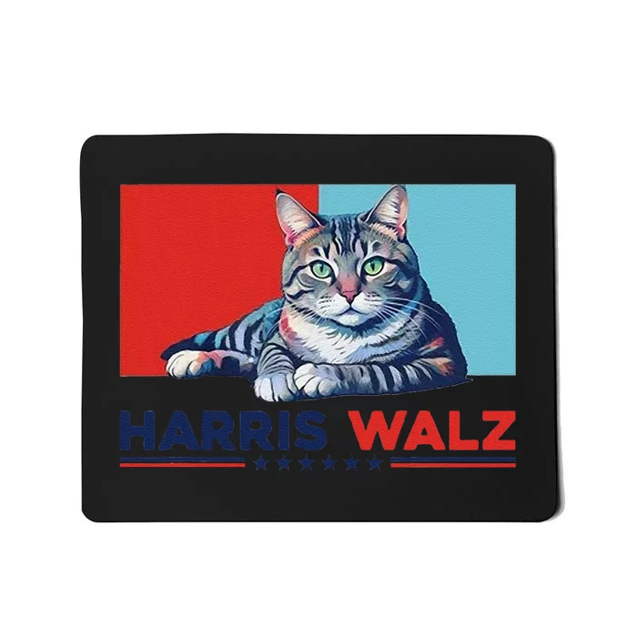 Harris Walz 2024 Funny Cat Election Kamala Harris Gift Mousepad