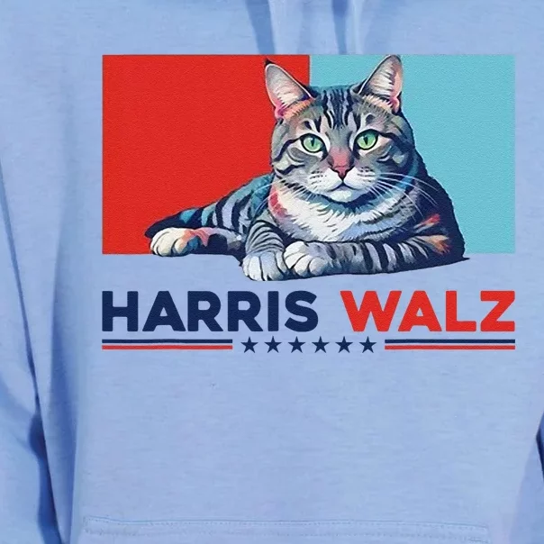 Harris Walz 2024 Funny Cat Election Kamala Harris Gift Unisex Surf Hoodie