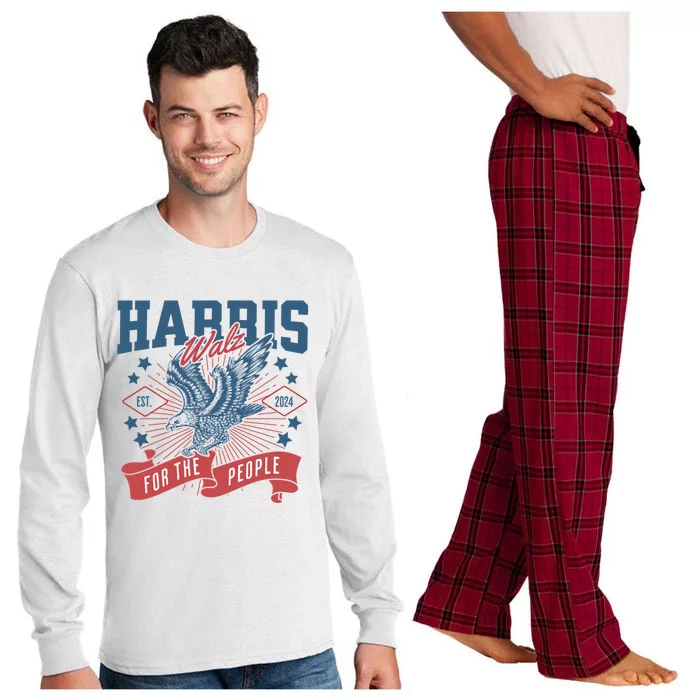 Harris Walz 2024 Election President Kamala Harris Tim Waltz Long Sleeve Pajama Set