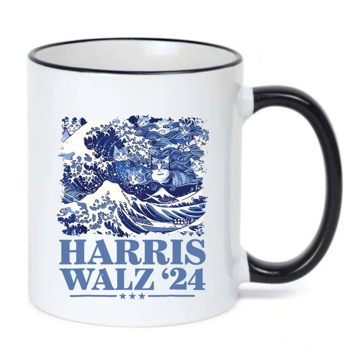 Harris Waltz 2024 Cute Wave Of Blue Cats For Kamala Harris Black Color Changing Mug