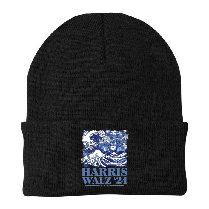 Harris Waltz 2024 Cute Wave Of Blue Cats For Kamala Harris Knit Cap Winter Beanie