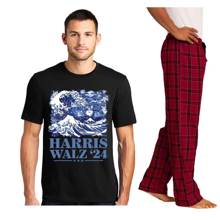 Harris Waltz 2024 Cute Wave Of Blue Cats For Kamala Harris Pajama Set