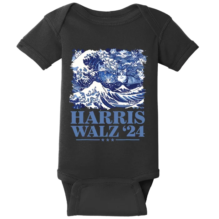 Harris Waltz 2024 Cute Wave Of Blue Cats For Kamala Harris Baby Bodysuit