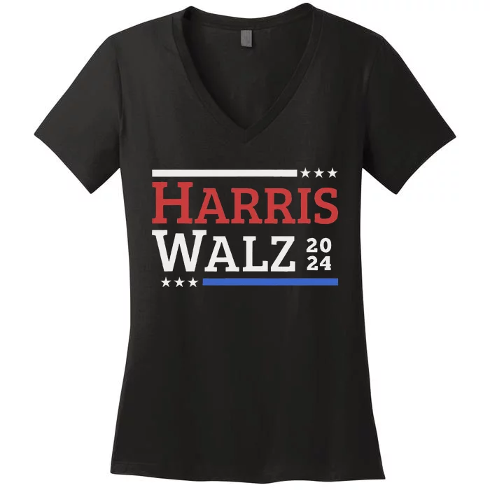 Harris Walz 2024 Kamala Harris Tim Walz 2024 Election Women's V-Neck T-Shirt