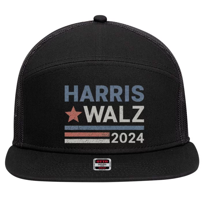 Harris Waltz 2024 Election Kamala Harris Tim Waltz 2024 7 Panel Mesh Trucker Snapback Hat