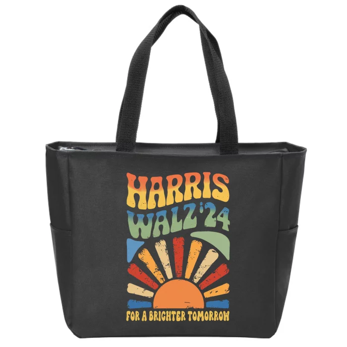 Harris Waltz 2024 For A Brighter Tomorrow Boho Aesthetic Zip Tote Bag