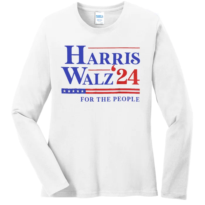 Harris Waltz 2024 For The People Cat Lady Kamala Harris Ladies Long Sleeve Shirt