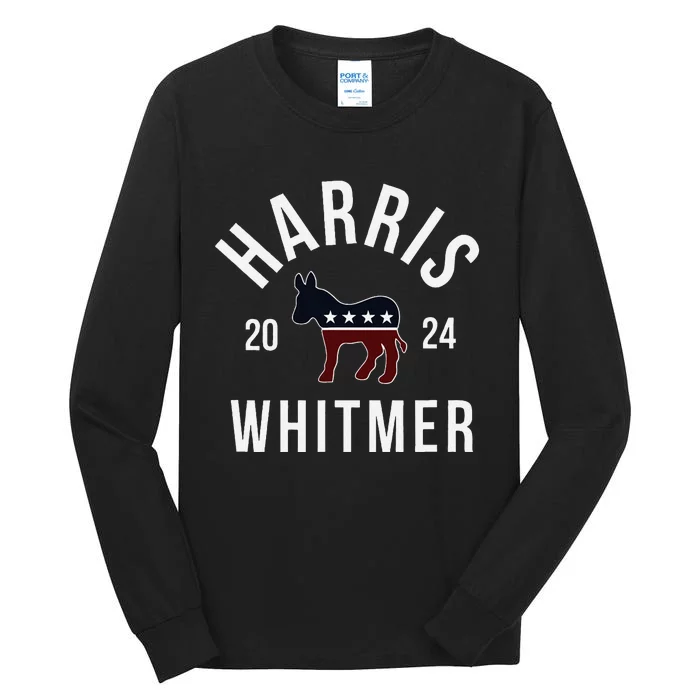 Harris Whitmer 2024 Vote Kamala Harris Gretchen Whitmer 24 Tall Long Sleeve T-Shirt