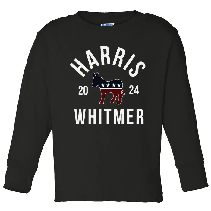 Harris Whitmer 2024 Vote Kamala Harris Gretchen Whitmer 24 Toddler Long Sleeve Shirt