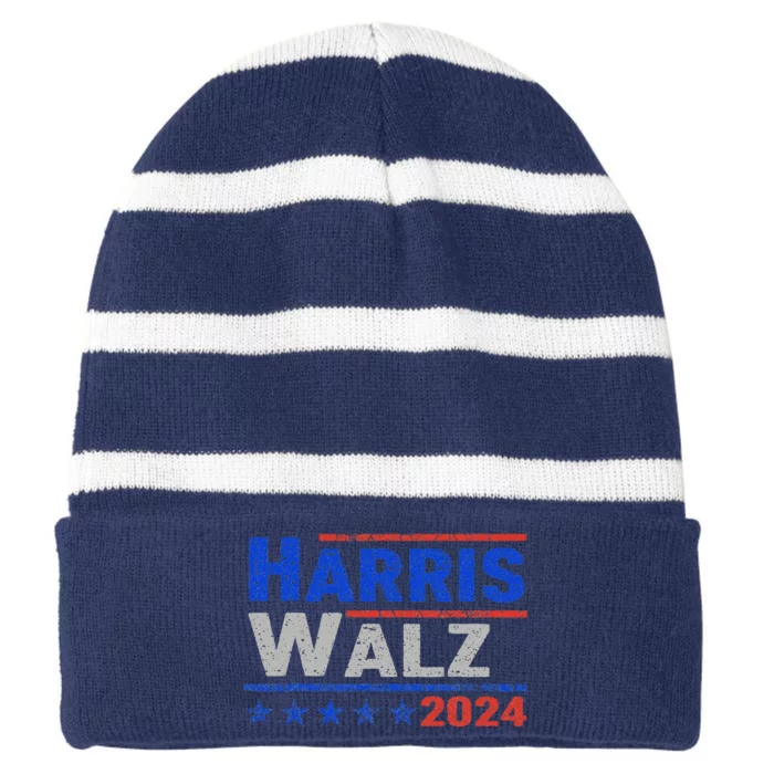 Harris Waltz 2024 Election Kamala Harris Tim Waltz 2024 Striped Beanie with Solid Band