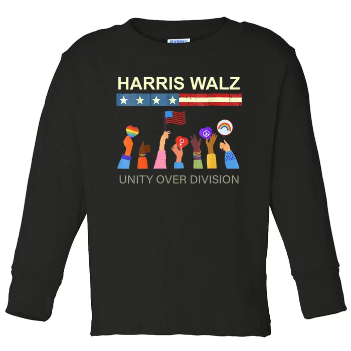 Harris Waltz 2024 Unity Over Division Toddler Long Sleeve Shirt