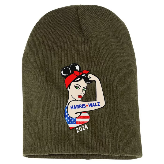 Harris Waltz 2024 Election Kamala Harris Tim Waltz 24 Short Acrylic Beanie