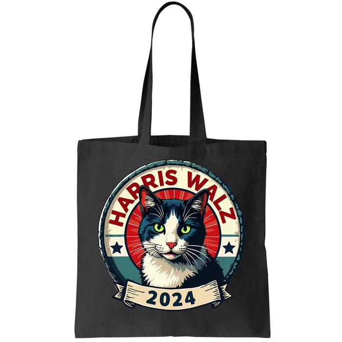 Harris Walz 2024 Funny Cat Election Kamala Harris Tim Waltz Tote Bag