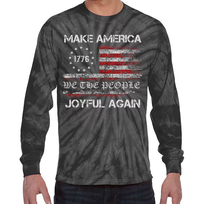 Harris Walz 2024 Make America Joyful Again Vintage Usa Flag Tie-Dye Long Sleeve Shirt