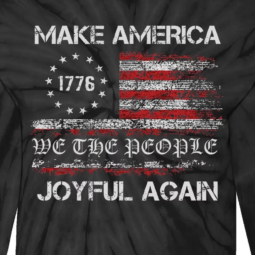 Harris Walz 2024 Make America Joyful Again Vintage Usa Flag Tie-Dye Long Sleeve Shirt