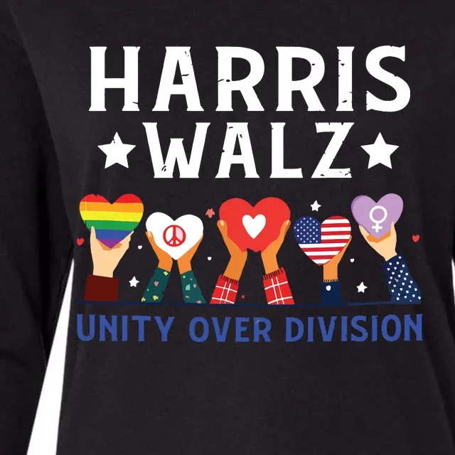 Harris Walz 2024 Unity Over Division Harris Walz 2024 Womens Cotton Relaxed Long Sleeve T-Shirt