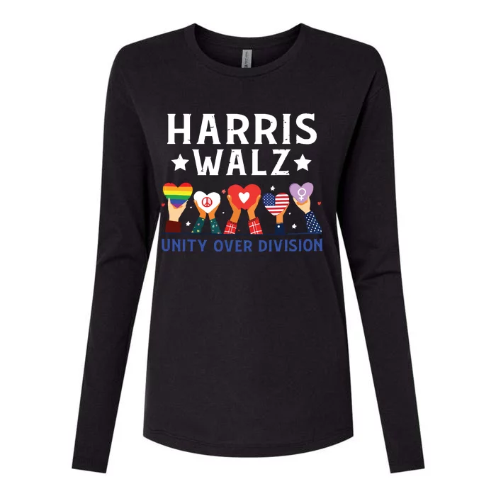 Harris Walz 2024 Unity Over Division Harris Walz 2024 Womens Cotton Relaxed Long Sleeve T-Shirt