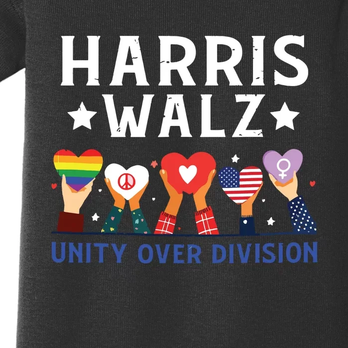 Harris Walz 2024 Unity Over Division Harris Walz 2024 Baby Bodysuit