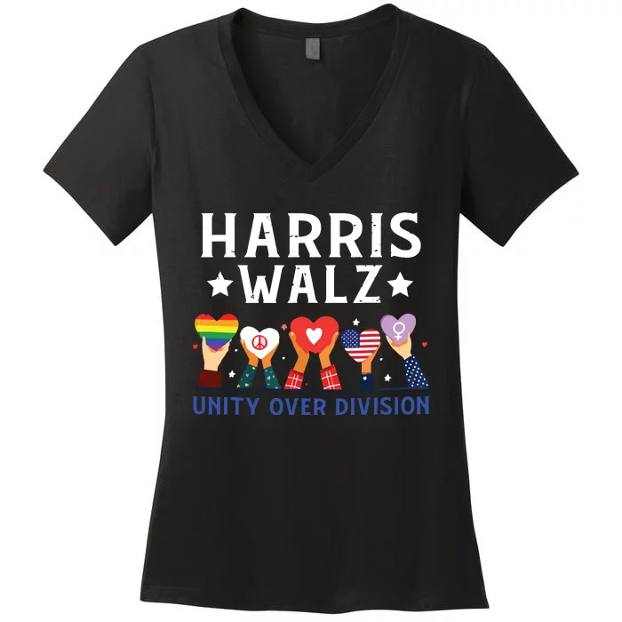 Harris Walz 2024 Unity Over Division Harris Walz 2024 Women's V-Neck T-Shirt